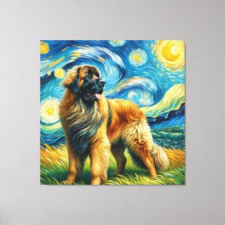 Starry Leonberger Hund Porträtt - Pet Porträtt Canvastryck