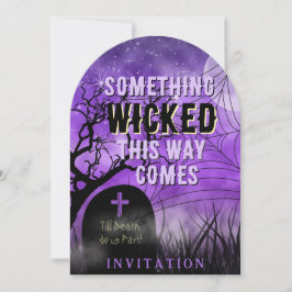 Starry Lila Goth Graveyard Full Moon Wicked Inbjudningar