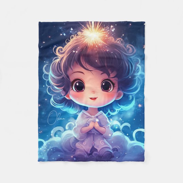 Starry Little Princess Natt Girly Personalize Fleecefilt (Framsidan)