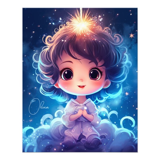 Starry Little Princess Natt Girly Personalize Fototryck (Framsidan)