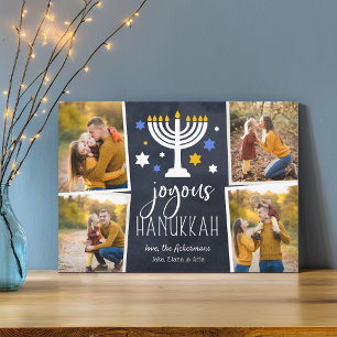 Starry Ljus Hanukkah Photo Collage Card Julkort
