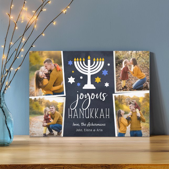 Starry Ljus | Hanukkah Photo Collage Card Julkort (Skapare uppladdad)