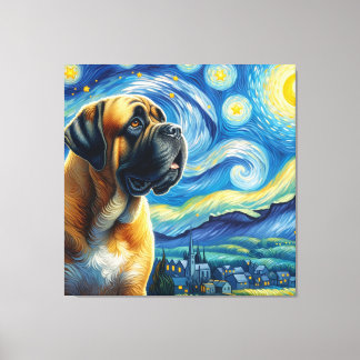 Starry Mastiff Hund Porträtt - Pet Porträtt Canvastryck