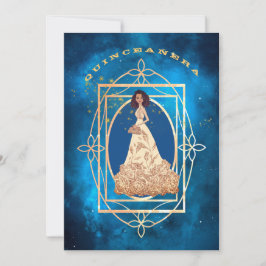 Starry Midnight Blue Quinceañera-inbjudan Inbjudningar