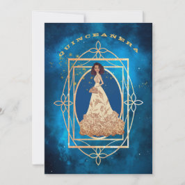 Starry Midnight Blue Quinceañera Inbjudningar