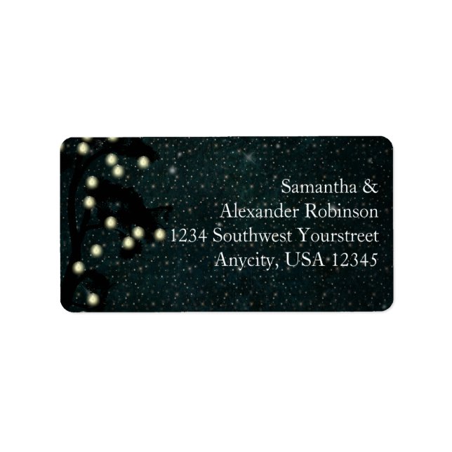 Starry Midnight Ljus String Lantern Bröllop Adressetikett (Framsidan)