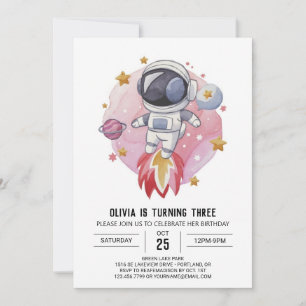 Starry Modern Explorer Astronaut Birthday Inbjudningar