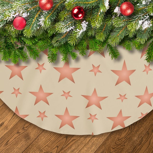 Starry mönster i gradient terracotta orange julgransmatta borstad polyester (Skapare uppladdad)