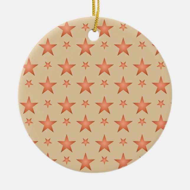 Starry mönster i gradient terracotta orange julgransprydnad keramik (Framsidan)