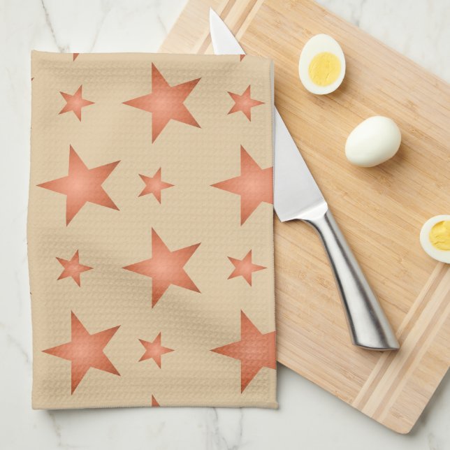 Starry mönster i gradient terracotta orange kökshandduk (Vikt i Fjärdedel)
