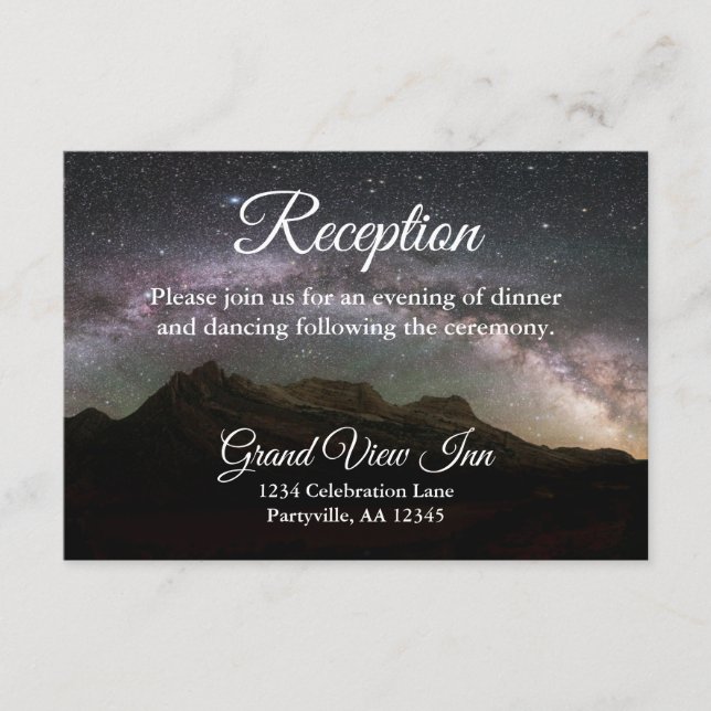 Starry Mountain Himlar bröllop Mottagning Tilläggskort (Framsida)
