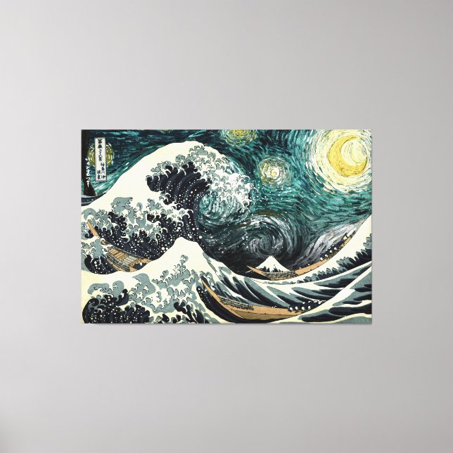 Starry nami - Hokusai & van Gogh Canvastryck (Framsida)