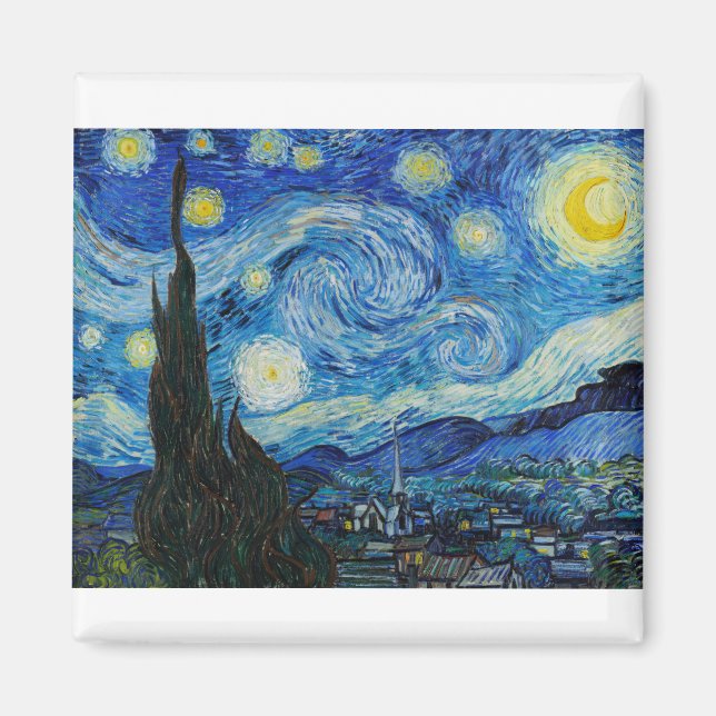 Starry Natt 1889 av Vincent van Gogh Magnet (Framsidan)