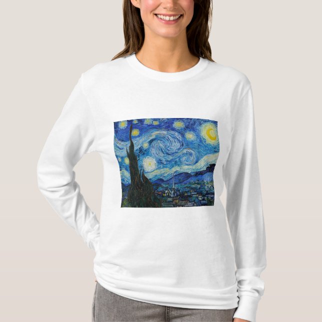 Starry Natt 1889 av Vincent van Gogh T Shirt (Framsida)