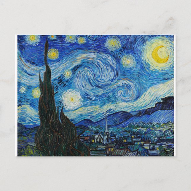 Starry Natt 1889 av Vincent van Gogh Vykort (Framsida)
