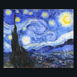 Starry Natt av Van Gogh Fototryck<br><div class="desc">I en oljemålning från den nederländske mästaren Vincent Van Gogh (1853-1890) målade Van Gogh troligen "Stjärnnatten" 1889 från minnet när han var i en asyl i Frankrike där han checkade in sig för depression. I målningen finns måne, Venus och många stjärnor omgivna av gult och vitt ljus.I grund finns en...</div>