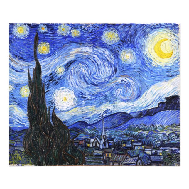 Starry Natt av Van Gogh Fototryck (Framsidan)