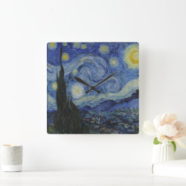 Starry Natt av Van Gogh Fyrkantig Klocka