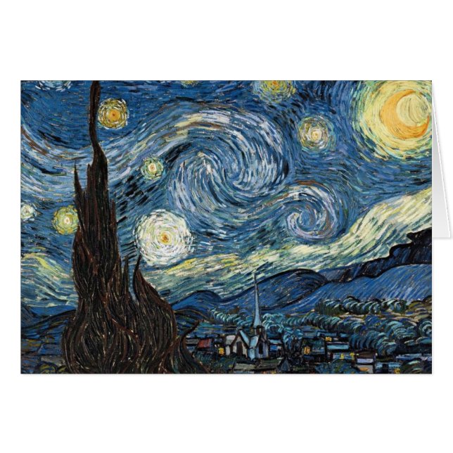 Starry Natt av Van Gogh Hälsningskort (Framsidan Horizontal)