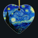 Starry natt av Van Gogh Julgransprydnad Keramik<br><div class="desc">Vincent Van Gogh - Starry natt som målas på St Remy,  frankrike i konsttrycket 1889. Detta avbildar har digitalt förhöjts till återställandet som original sätta en klocka på,  ljusa färger - en perfekt gåva för någon konstälskare!</div>