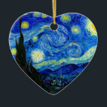 Starry natt av Van Gogh Julgransprydnad Keramik<br><div class="desc">Vincent Van Gogh - Starry natt som målas på St Remy,  frankrike i konsttrycket 1889. Detta avbildar har digitalt förhöjts till återställandet som original sätta en klocka på,  ljusa färger - en perfekt gåva för någon konstälskare!</div>