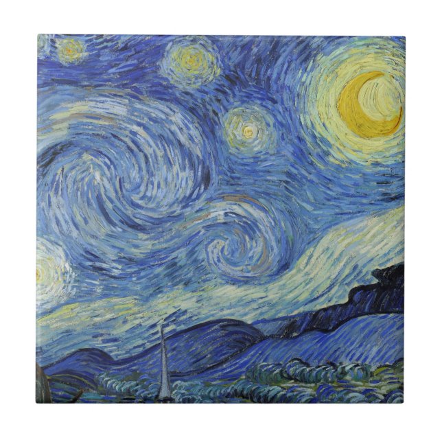 Starry Natt av Van Gogh Kakelplatta (Framsidan)