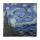 Starry Natt av Van Gogh Kakelplatta<br><div class="desc">Starrinatten av Van Gogh.
Besök min butik om du vill ha mer intressant design och fler valmöjligheter för färg => zazzle.com/iwheels*</div>