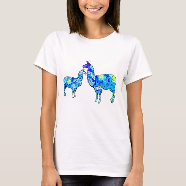 Starry natt av Van Gogh, Llama, skjorta T Shirt (Framsida)