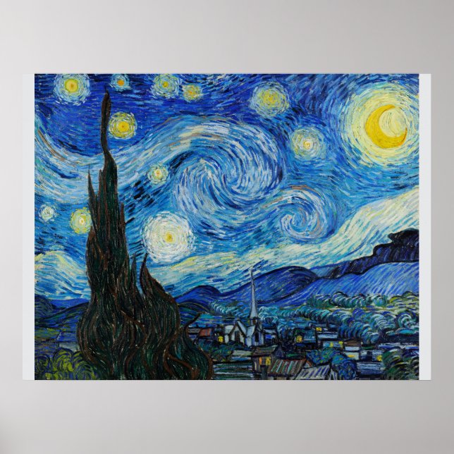 Starry Natt av Van Gogh Poster (Framsidan)