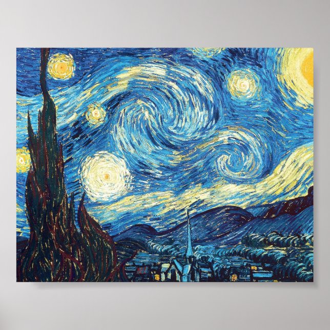 Starry Natt av Van Gogh Poster (Framsidan)