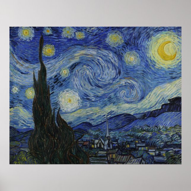 Starry Natt av Van Gogh Poster (Framsidan)