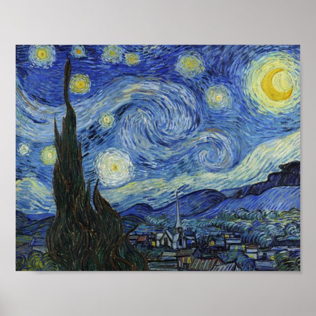 Starry Natt av Van Gogh Poster (Framsidan)