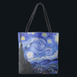 Starry Natt av Van Gogh Tygkasse<br><div class="desc">Oljemålning från den nederländske mästaren Vincent Van Gogh (1853-1890), troligen hans mest berömd målning, Van Gogh målade "Stjärnnatten" 1889 från minnet när han var i en asyl i Frankrike där han checkade in sig för depression. I målningen finns måne, Venus och många stjärnor omgivna av gult och vitt ljus.Vid grund...</div>