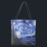 Starry Natt av Van Gogh Tygkasse<br><div class="desc">Oljemålning från den nederländske mästaren Vincent Van Gogh (1853-1890), troligen hans mest berömd målning, Van Gogh målade "Stjärnnatten" 1889 från minnet när han var i en asyl i Frankrike där han checkade in sig för depression. I målningen finns måne, Venus och många stjärnor omgivna av gult och vitt ljus.Vid grund...</div>