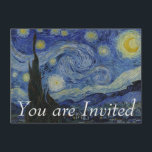 Starry natt av Vincent Van Gogh Inbjudningar<br><div class="desc">Vincent Willem Van Gogh var en post impressionistmålare av det holländska ursprung vars arbete-notabilitet för dess grova skönhet, emotionell ärlighet, och sätta en klocka på färg-ht en långtgående påverkan på århundradekonst för th 20. Efter år av smärtsam ångest och frekventera anfallar av mentalsjukdomen, honom dog åldriga 37 från ett skotthållsår...</div>