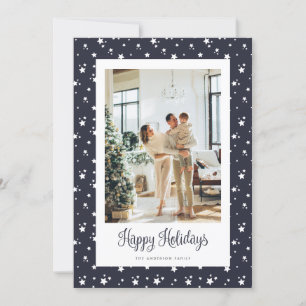 Starry Natt Blue Photo Glad helg Card Julkort