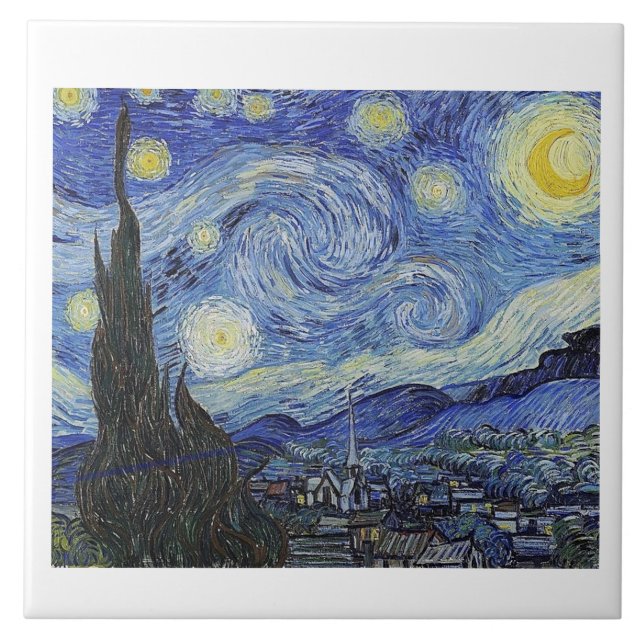 Starry Natt by Van Gogh, Fine Art. Kakelplatta (Framsidan)