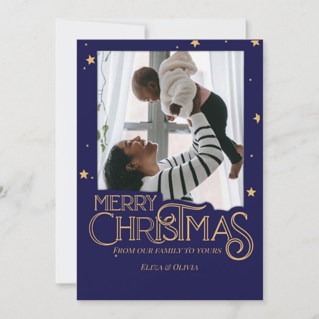 Starry Natt Elegant Photo jul Card Julkort (Framsida)