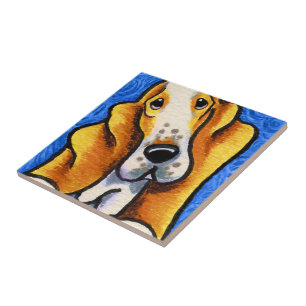 Starry natt för Bassethund Kakelplatta