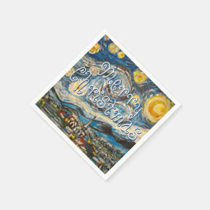 Starry natt för god jul efter Van Gogh Pappersservett