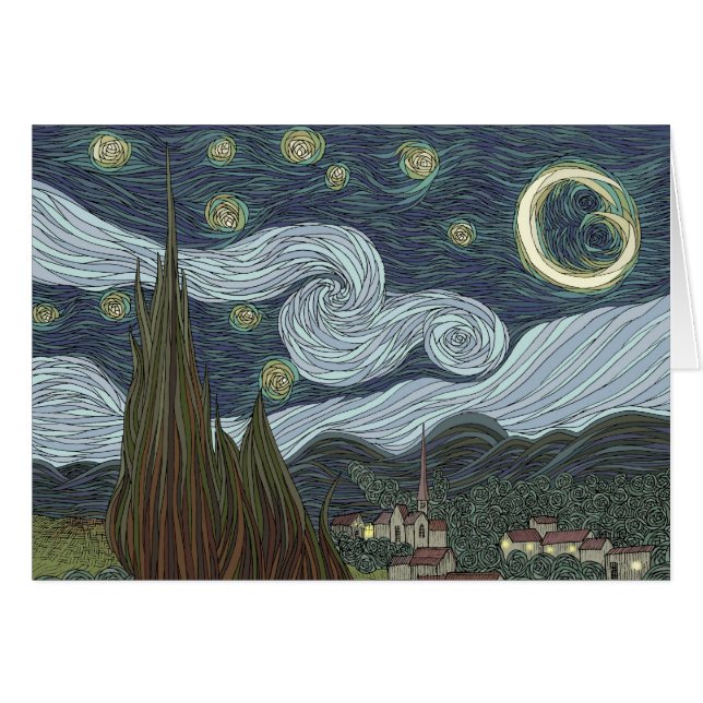 Starry natt hälsningskort (Framsidan Horizontal)