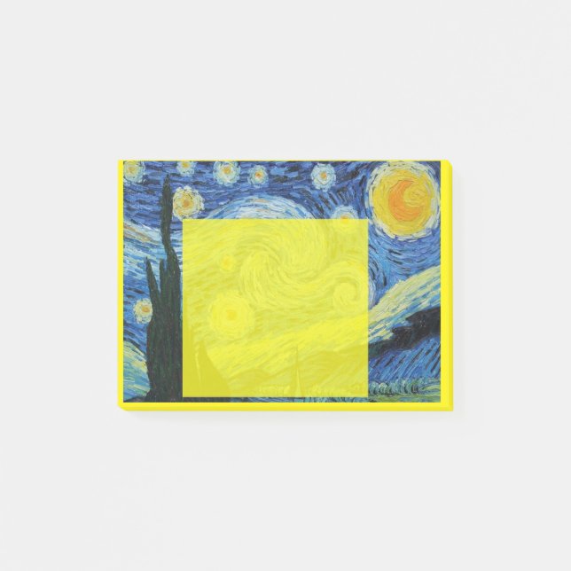 Starry natt i gult Posta-honom Post-it Block (Framsida)