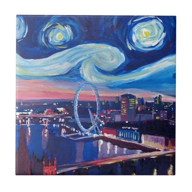 Starry natt i London Kakelplatta (Framsidan)