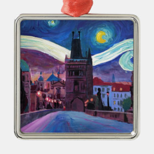 Starry natt i Prague med Carlsbridge Julgransprydnad Metall