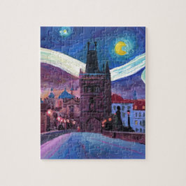 Starry natt i Prague med Carlsbridge Pussel