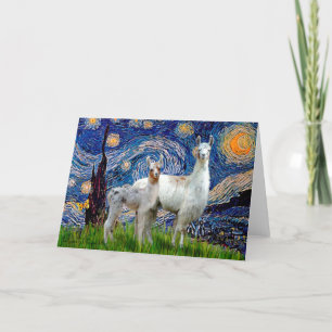 Starry Natt med två Llamas Kort