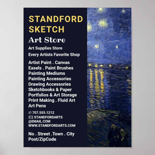 Starry Natt om Rhone, Art Supplies Store Poster (Framsidan)