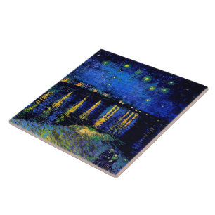 Starry Natt om Rhone Van Gogh Fine Art Kakelplatta