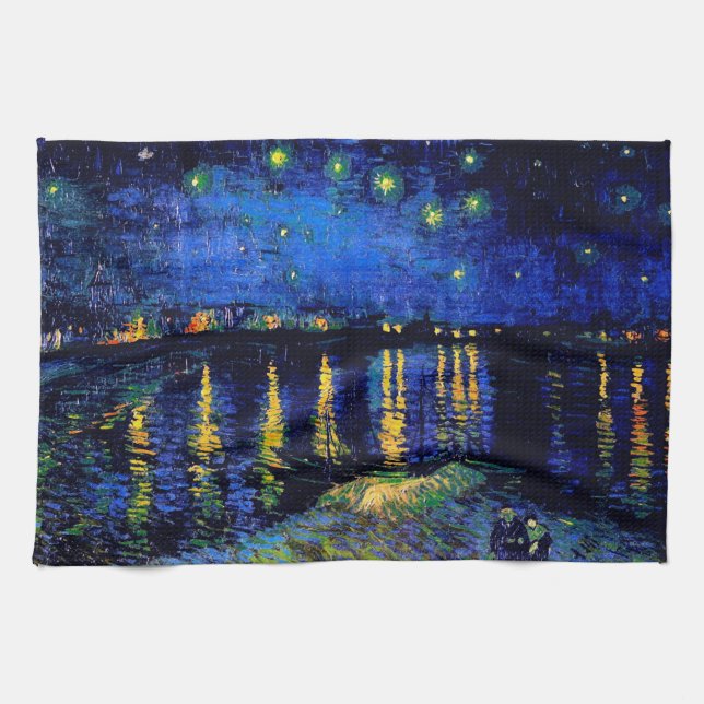 Starry Natt om Rhone Van Gogh Fine Art Kökshandduk (Horisontell)
