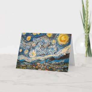 Starry natt ommålade Van Gogh för god jul Helgkort